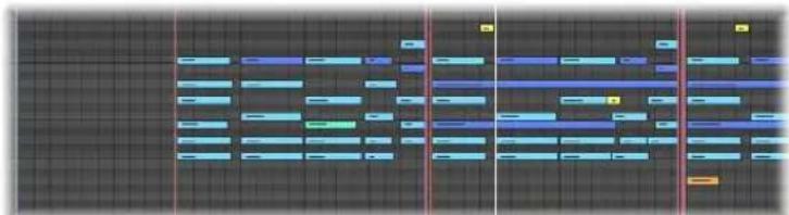 APPLE Logic Express 8 - To show the note events of all MIDI regions in a project: - 1