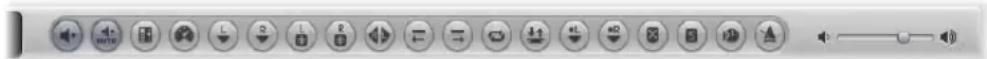Screenshot of a software toolbar with icons for audio, video, and media control functions