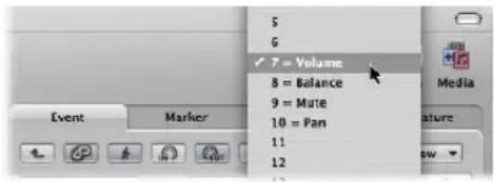 S G ✓ 7 = Volume 8 = Balance 9 = Mate 10 = Pan 11 12 Event Marker Media Feature