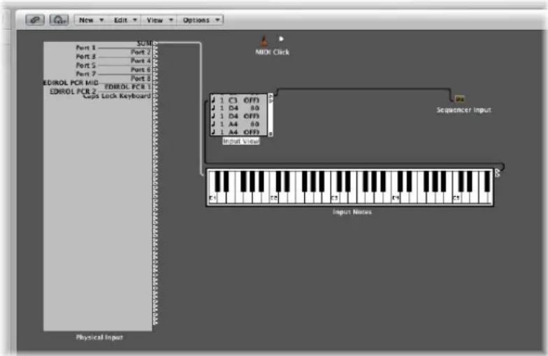 New Edit View Options Port 1 Port 2 Port 3 Port 4 Port 5 Port 6 Port 7 Port 8 SIDIROL PCR MID SIDIROL PCR 1 Caps Lock Keyboard MIDI Click 1 C3 OFF 1 D4 80 1 D4 OFF 1 A4 80 1 A4 OFF Input View Sequencer Input Input Notes Physical Input