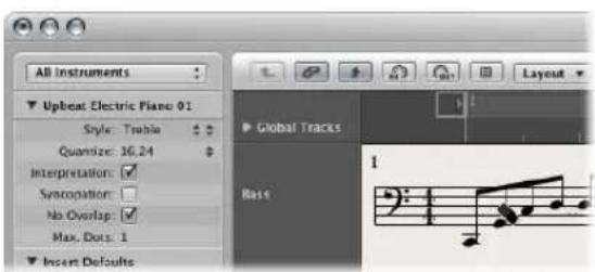 All Instruments Upbeat Electric Piano 01 Style: Trable Quantize: 16.24 Interpretation: Synccopation: No Overlap: Max, Dots: 1 Insert Defaults Global Tracks Rass 1