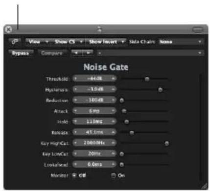 View Show CS Show Insert Side Chain Name Bypass Compare Noise Gate Threshold -44dB Hysteresis -1.0dB Reduction -100dB Attack 5 ms Hold 2.10ms Relays 41.1ms Key HighCut 20000Hz Key LowCut 20Hz Lockhead 6.0ms Monitor Off On