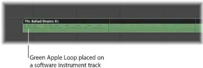 70s Salied Drums 01 Green Apple Loop placed on a software instrument track