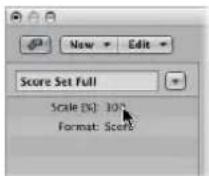 APPLE Logic Express 8 - To scale a score set: - 1
