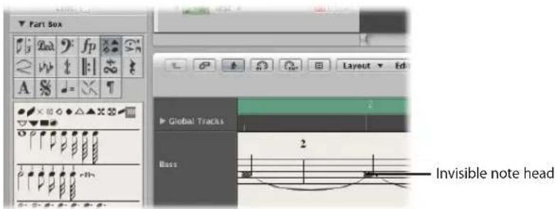 Part 6x fp A S = X T Global Tracks Base 2 Invisible note head