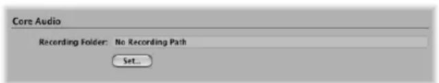 Core Audio Recording Folder: No Recording Path Set...