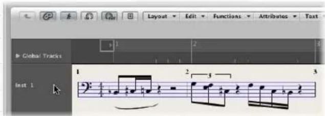 Global Tracks Inst 1 Layout Edit Functions Attributes Text 1 2 3