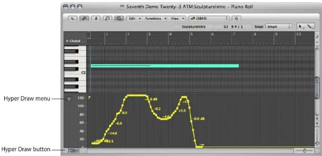 Seventh Demo Twenty-3 ATM:SculptureIntro - Piano Roll Edit Functions View off (3840) SculptureIntro G2 8 4 1 1 Snap: Smart Global C2 Hyper Draw menu Hyper Draw button -40 dB -5.1 dB -14.6 dB -6.9 dB -0.0 dB -0.3 dB -1.1 dB +1.0 dB -5.0 dB