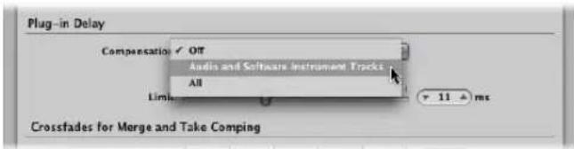 Plug-in Delay Compensation / OFF Audio and Software Instrument Tracks All Limit 11 ms Crossfades for Merge and Take Comping