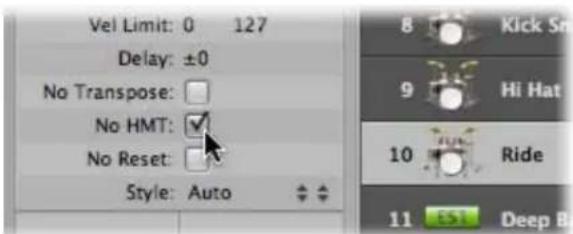Vel Limit: 0 127 Delay: ±0 No Transpose: No HMT: No Reset: Style: Auto 8 Kick Sn 9 Hi Hat 10 Ride 11 E53 Deep B
