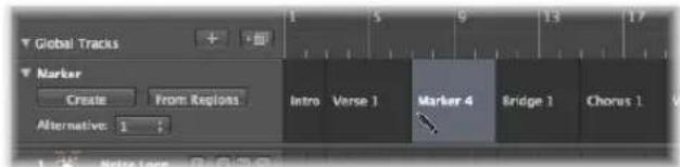 Global Tracks Marker Create From Regions Alternative: 1 Intro Verse 1 Marker 4 Bridge 1 Chorus 1 1 5 9 13 17