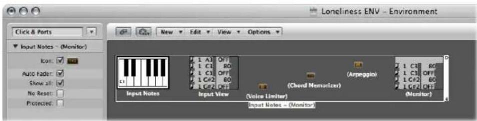 Loneliness ENV - Environment Click & Ports Input Notes - (Monitor) Icon: ✓ Auto Fade: ✓ Show all: ✓ No Reset: ✓ Protected: ✓ New Edit View Options Input Notes 1 A1 OFF 1 C1 80 1 C3 OFF 1 C#2 80 1 C#2 OFF 1 A3 Off (Chord Memorizer) Input View (Voice Limiter) (Arpeggio) 1 C3 80 1 C3 OFF 1 C#2 80 1 C#2 OFF (Monitor) Input Notes - (Monitor)