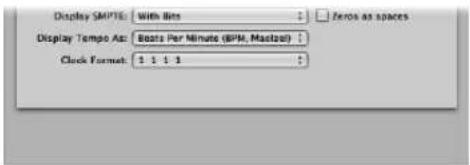 Display SMTP: With Bits Display Tempo As: Boots Per Minute (BPM, Maculat) Clock Format: 1 1 1 1