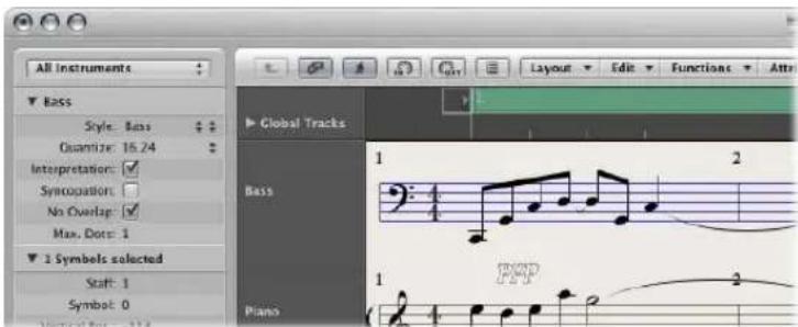 All Instruments Bass Style: Bass Quantize: 16.24 Interpretation: ✓ Syncopulation: No Overlap: ✓ Max. Dots: 1 ✓ 1 Symbols selected Start: 1 Symbol: 0 Global Tracks Bass Piano 1 2 1 2 3