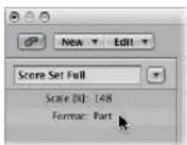 APPLE Logic Express 8 - To determine the layout parameters used by a score set: - 1