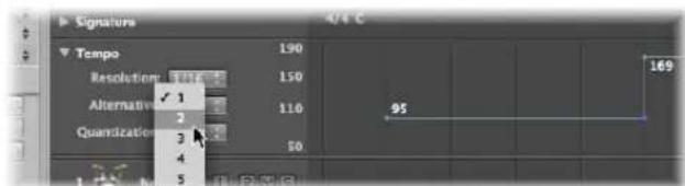 Signature Tempo 190 Resolution 150 Alternative 110 Quantization 50 95 169