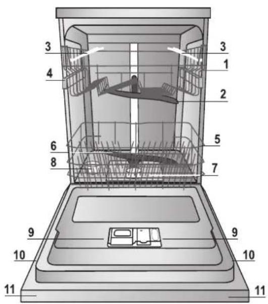 Technical diagram of a mechanical device with numbered components for identification