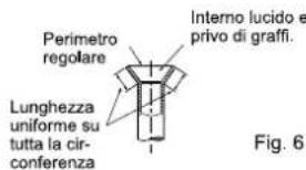 Perimetro regolare Lunghezza uniforme su tutta la cir- conferenza Interno lucido e privo di graffi. Fig. 6