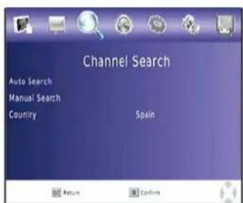 Channel Search Auto Search Manual Search Country Spain Return Customs