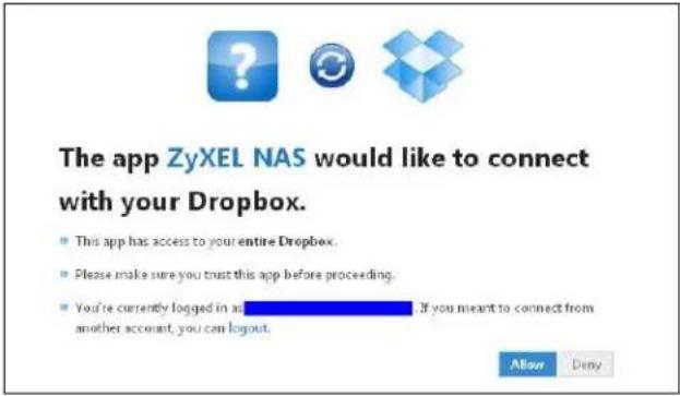 ZYXEL NSA310S-2T - Dropbox Screen - 4