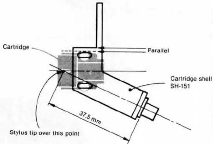 Cartridge Parallel Cartridge shell SH-151 37.5 mm Stylus tip over this point