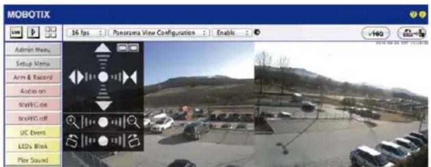 MOBOTIX 16 fps : Panorama View Configuration : Enable : Admin Menu Setup Menu Arm & Record Audio on MaxPVC.on MaxPVC off UC Event LEDs Blink Play Sound