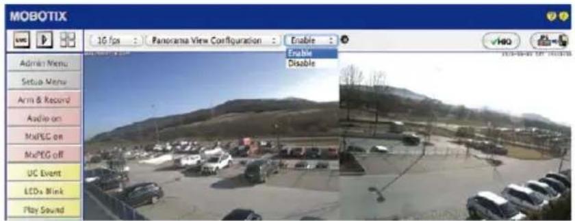MOBOTIX 1G for : Panorama View Configuration Enable Enable Disable Admin Menu Setup Menu Arm & Record Audio on Mid/LEC on Mid/LEG off UC Event LEDs Blink Play Sound