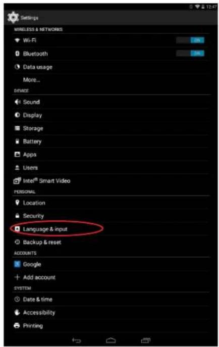 Settings WIRELESS & NETWORKS Wi-Fi Bluetooth Data usage More... DEVICE Sound Display Storage Battery Apps Users Intel® Smart Video PERSONAL Location Security Language & input Backup & reset ACCOUNTS Google Add account SYSTEM Date & time Accessibility Printing