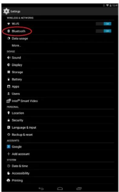 Settings WIRELESS & NETWORKS Wi-Fi Bluetooth Data usage More... DEVICE Sound Display Storage Battery Apps Users Intel® Smart Video PERSONAL Location Security Language & input Backup & reset ACCOUNTS Google + Add account SYSTEM Date & time Accessibility Printing