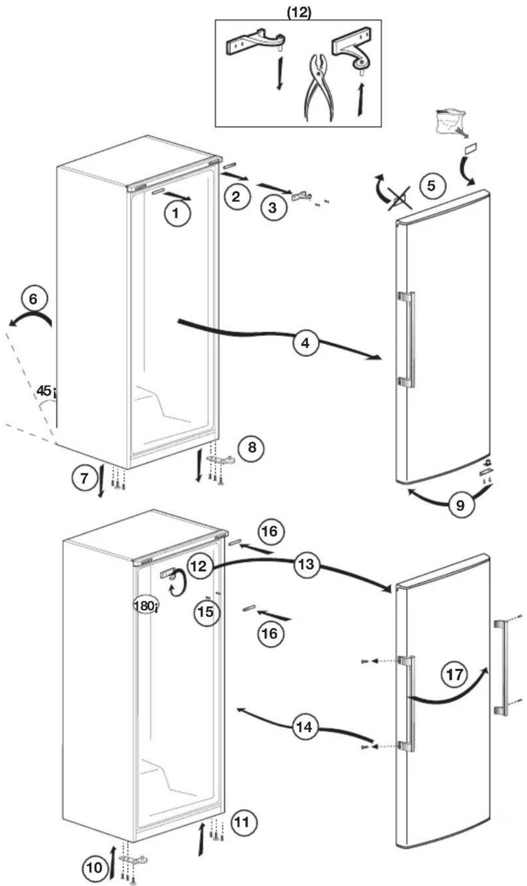 GRAM FS 4296-90 N - De openingsrichting van de deur wijzigen - 1
