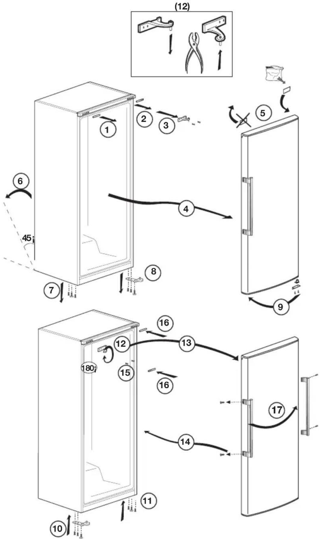 GRAM FS 4316-90 N - De openingsrichting van de deur wijzigen - 1