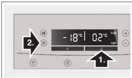 -18°C 02°C super + - 2. * ② ①