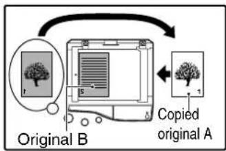 OLIVETTI d-COPIA 1601 - Turn the copy of original A over, and without changing the position of the edge closest to you, insert it in the bypass tray. - 1
