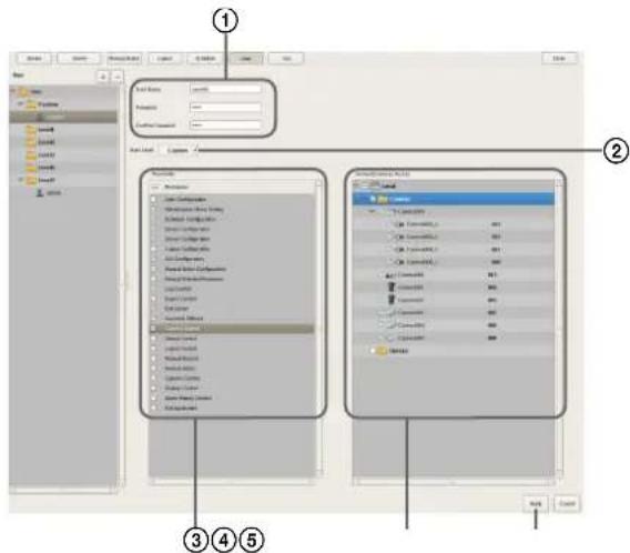 Screenshot of a software interface showing file properties and component panels with numbered annotations