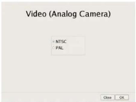 Video (Analog Camera) NTSC PAL Close OK