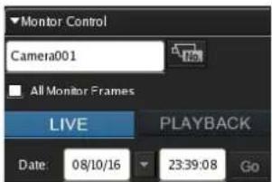 Monitor Control Camera001 All Monitor Frames LIVE PLAYBACK Date: 08/10/16 23:39:08 Go