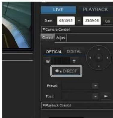 LIVE PLAYBACK Date 06/10/16 23:39:08 Go Camera Control Control Adjust OPTICAL DIGITAL W T DIRECT Preset Toer Playback Control