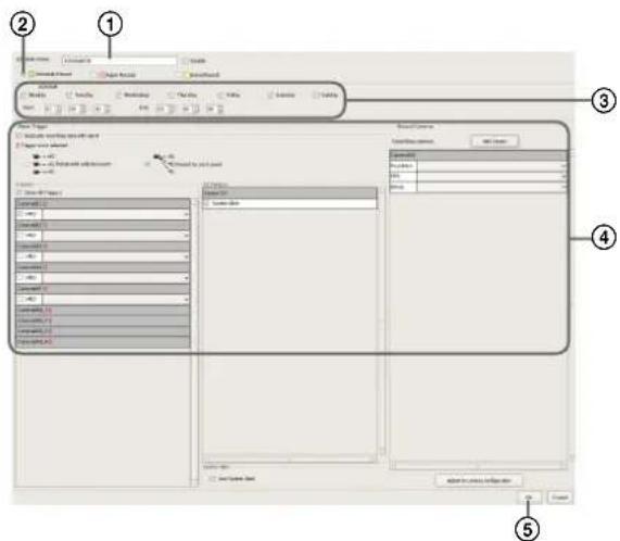 Screenshot of a software interface with labeled UI components, showing a form design and data entry panel.