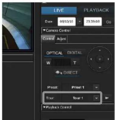 LIVE PLAYBACK Date 08/12/16 23:39:08 Go Camera Control Control Adjust OPTICAL DIGITAL W T DIRECT Preset Priset 1 Tour Tour 1 Playback Control