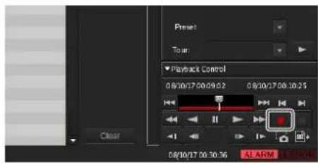 Preset Tour: Playback Control 08/10/17 00:09:2 08/10/17 00:10:25 Clear 08/10/17 00:30:36 ALARM
