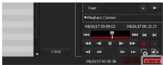 Playback Control 08/10/17 00:09:02 08/10/17 00:10:25 Clear 08/10/17 00:30:36 ERROR