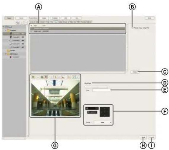 Screenshot of a software interface with labeled components including image processing, display, and control buttons