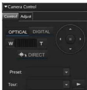 Camera Control Control Adjust OPTICAL DIGITAL W T DIRECT Preset: Tour:
