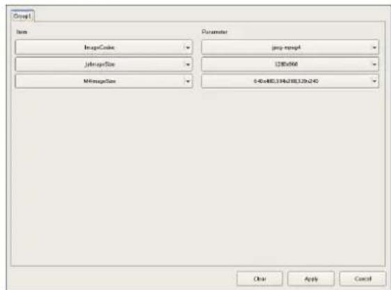 Group1 Item ImageCode ImageSize MImageSize Parameter image_caption CBO000 645x80.396/80.39.240 Clear Apply Cancel