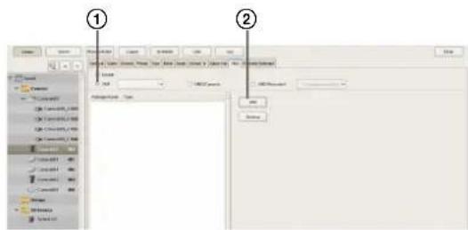 Screenshot of a software interface with labeled steps and tool panels, showing configuration options for data entry and routing.