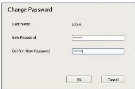 Change Password User Name admin New Password **** Confirm New Password **** OK Cancel