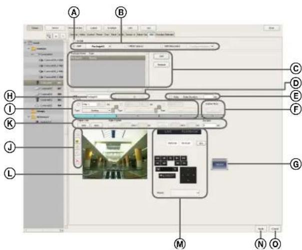 Screenshot of a software interface with labeled components, showing a virtual scene and control panels for editing or monitoring.