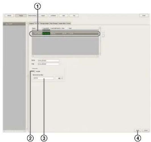 Screenshot of a software interface with labeled steps for data processing and configuration settings