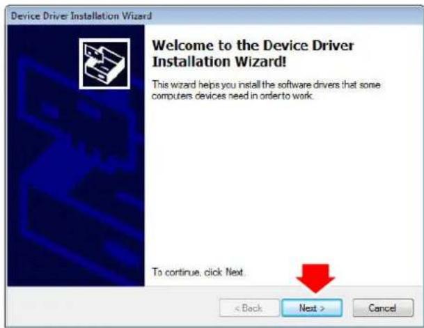 Device Driver Installation Wizard Welcome to the Device Driver Installation Wizard! This wizard helps you install the software drivers that some computers devices need in order to work. To continue, click Next. < Back Next > Cancel