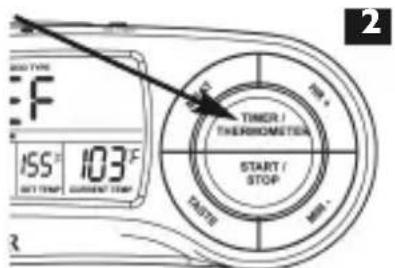 200 TYPE F ISS° 103°F OUT TEMP CURRENT TEMP TIMOR / THERMOMETER START / STOP FAUTE MW.